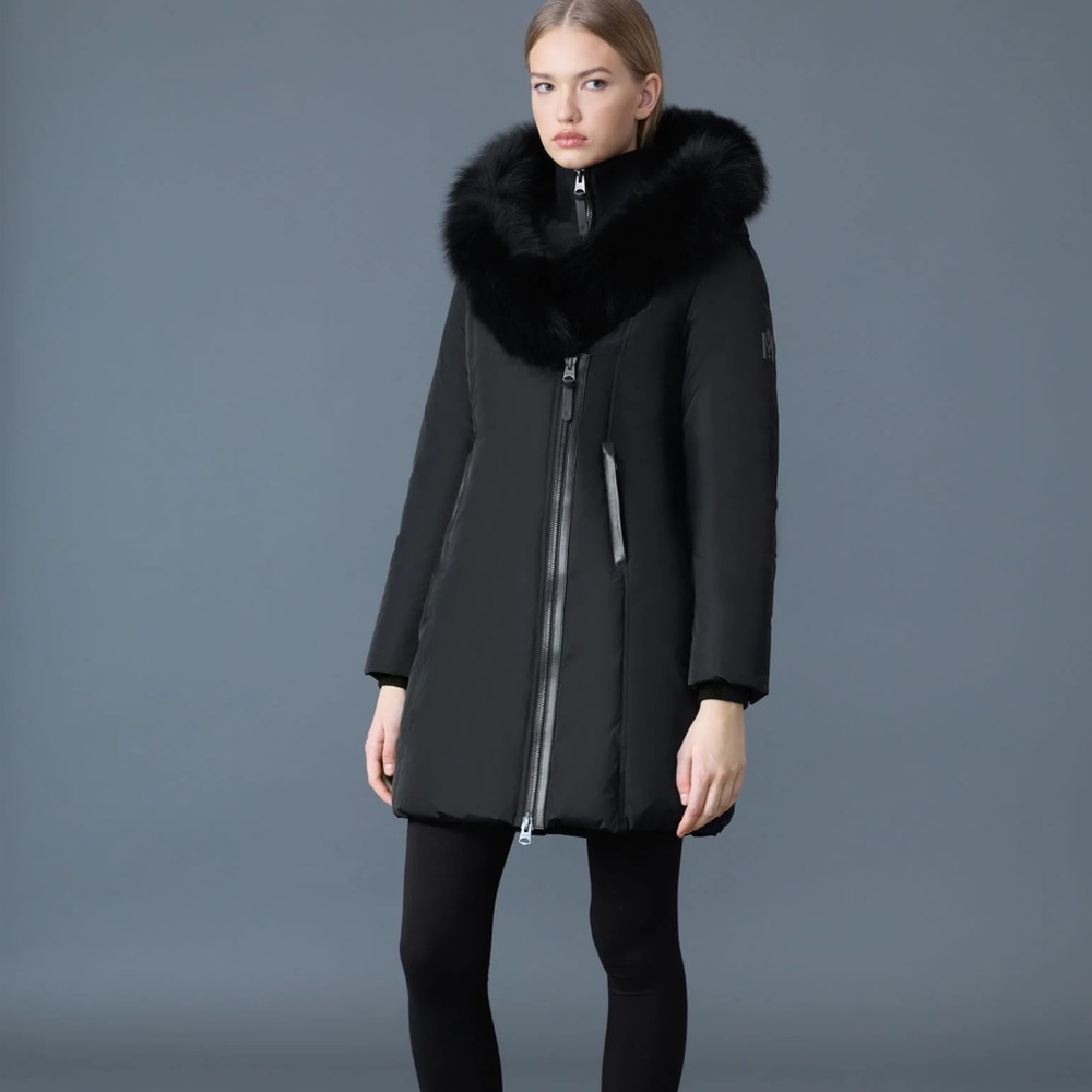 Mackage Black Puffer Jacket with Fur Collar